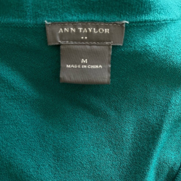 Ann Taylor Teal V-Neck Cotton Button Up Cardigan Size Med Business Casual Office - Picture 2 of 7
